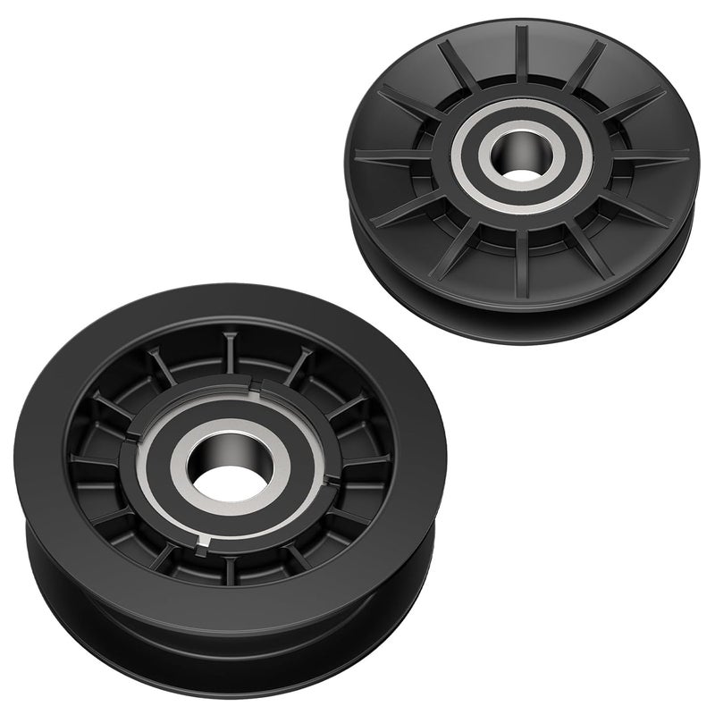 BERPSE GX20286 GX20287 V-Idler Pulley & Flat Pulley Kit Compatible with John D-eere Mower Decks LA100 LA110LA115 LA105 LA120, Replaces 1760097 690409 690409MA AM103019 - Image 1